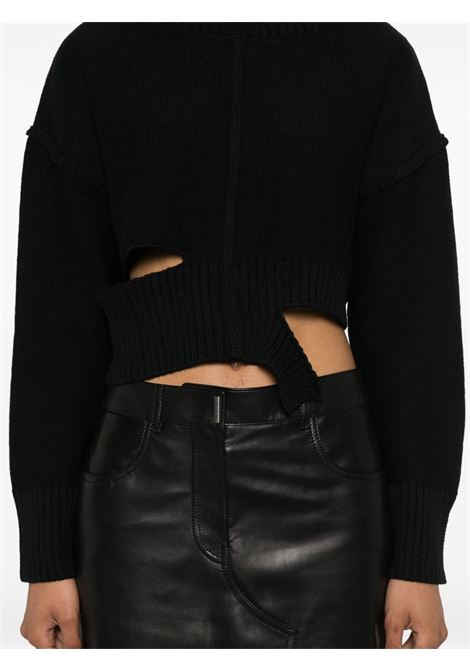 Black cut-out cropped jumper MM6 Maison Margiela - women MM6 MAISON MARGIELA | S52HA0285M13044900